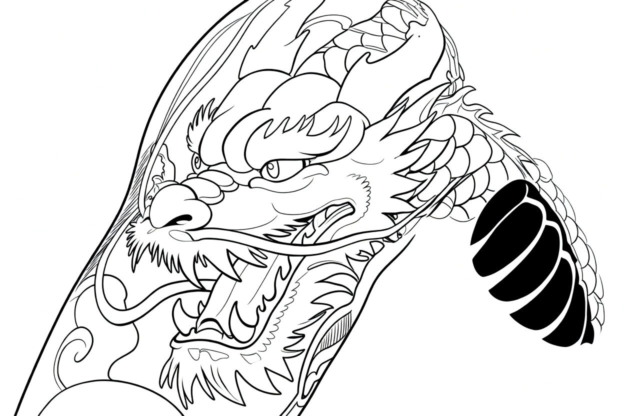 Black-line stencil output: pure contour, no shading, ready for transfer paper